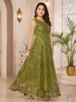 Olive Green Net Gown