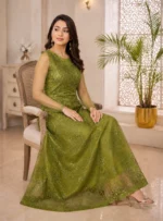Olive Green Net Gown
