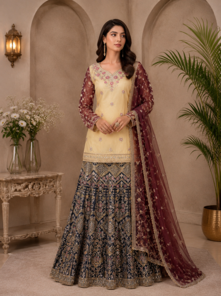 3PC Embroidered Skirt