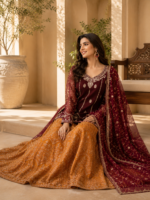 Maroon Embroidered Chiffon